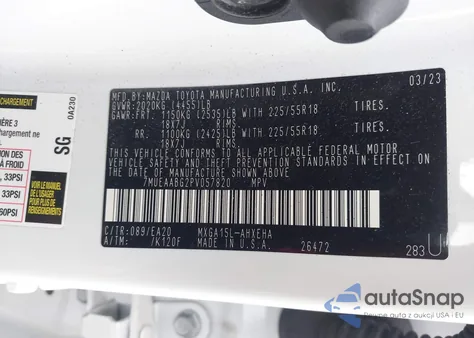 2023 Toyota Corolla Cross Xle z USA, uszkodzony, nr VIN 7MUEAABG2PV057820